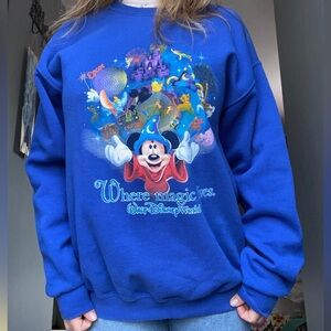 Vintage Walt Disney World Crewneck Sweatshirt Size Medium, Blue
